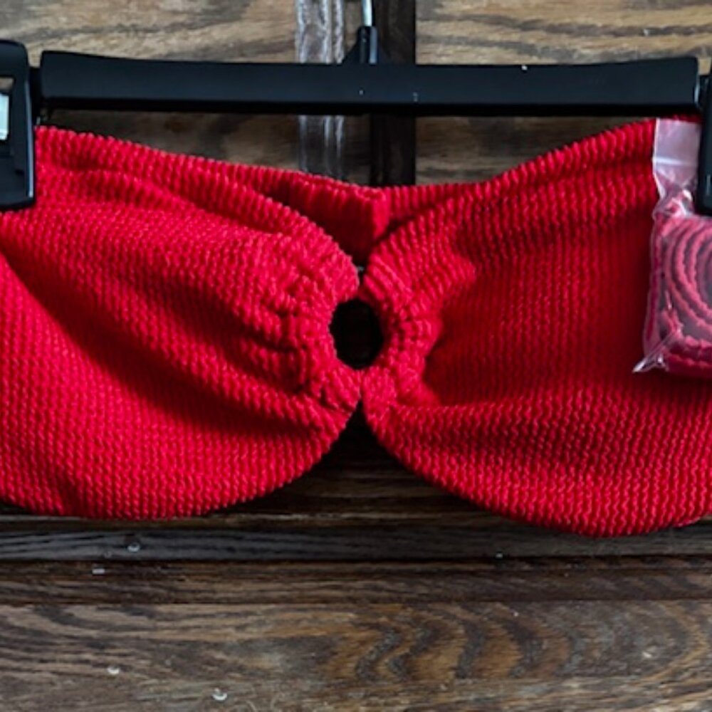 J. Crew Bandeau Scrunchie Bikini Top with O-ring in Red Arroyo - Picture 4 of 6